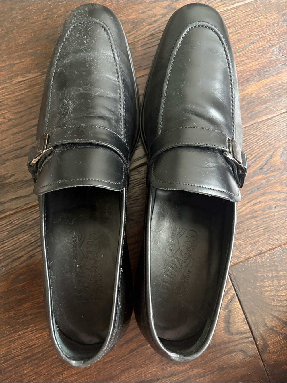 Salvatore Ferragamo Black Leather Bit-Detail Slip-On Loafers